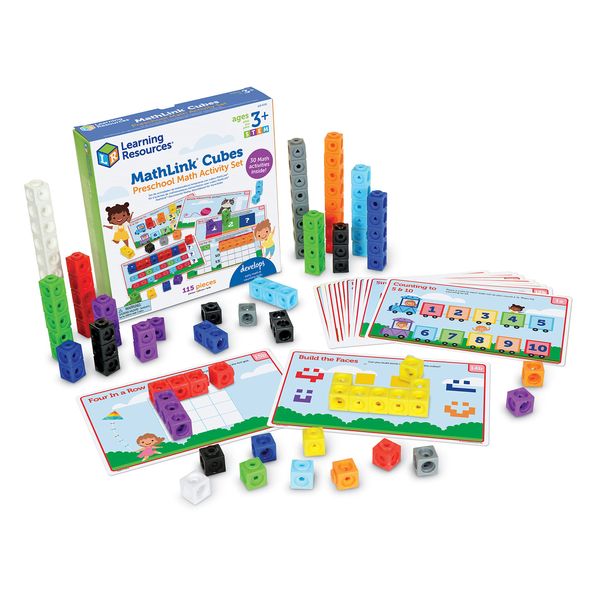 Learning Resources MathLink Series Cube Block Mathlink Cube First Math Set 100 Count & Activity Card LER9335 Authentic