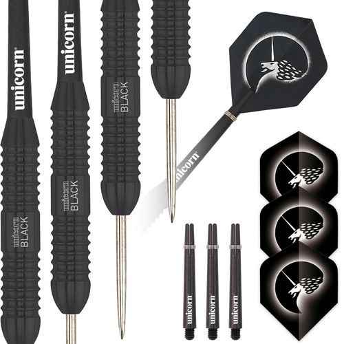 Unicorn Steel Tip Darts Set | Core Plus Black Brass Barrels|Style 2| 26 g