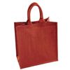 2 x Large Red Jute Shopping Bag - Plain Natural Hessian