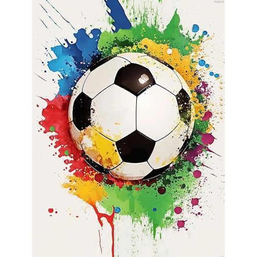 YUINJP Watercolor Soccer Ball Diamond Painting Kits, 5D Full Round Gemstone Crystal Painting by Diamond Painting Art Kits for Adult, for Home Decor Living Room Decor and Relaxing Gift 30x40cm