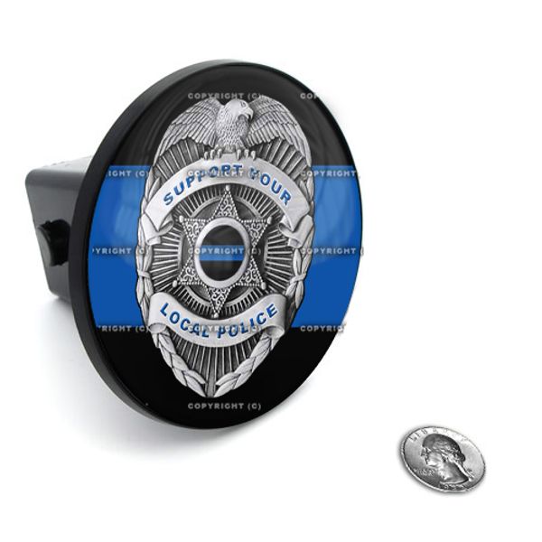 2" Tow Hitch Receiver Plug Cover Insert For SUV's & Trucks - "Blue Line Badge" 