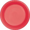 Creative Converting Round Plastic Banquet Plates, 20 Ct, 7", Red