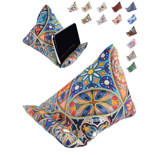 STEPHAN AND THEODORE Handmade Phone Pillow Holder - The Wedge Mobile Device Stand - Fabric Phone Stand for All iPhones, All Smartphones! 7 x 6.1 x 5.5 Inches (Manisa)