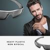 Boomer Eyeware Classic Wrap Around Designer Reading Sunglasses for Men & Women, 3.00, Dark Silver