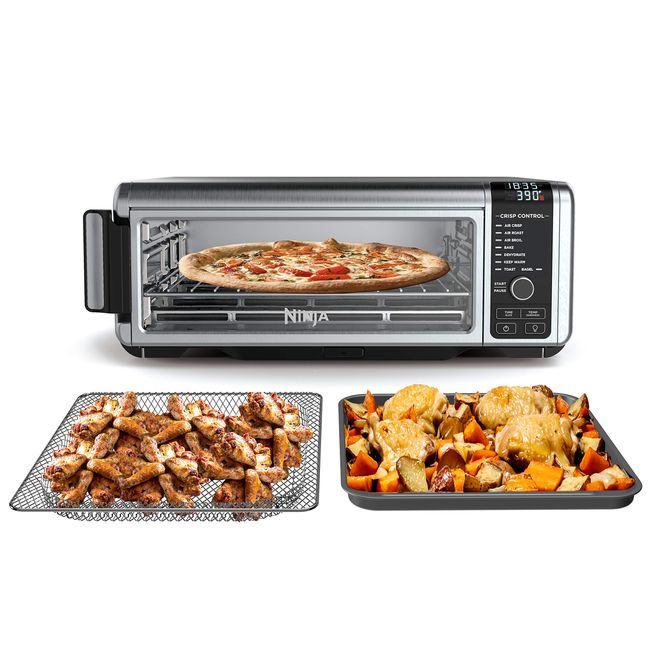 SP301 Dual Heat Air Fry Countertop 13-in-1 Oven with Extended Height, XL  Capacity, Flip Up & Away Capability for Storage Space, with Air Fry Basket,  SearPlate, Wire Rack & Crumb Tray, Silver 