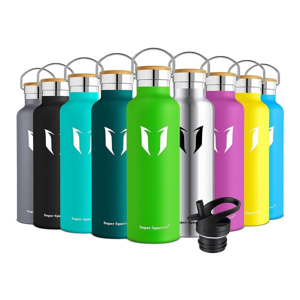 Super Sparrow Stainless Steel Water Bottle - 350ml - Vacuum Insulated Metal Water Bottle - Standard Mouth Flask - BPA Free - Straw Water Bottle for Gym, Travel, Sports