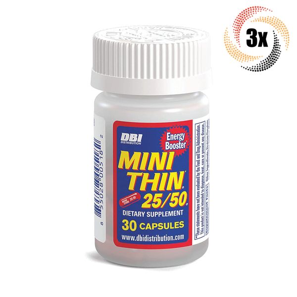 3x Bottles Mini Thin 25/50 Herbal Dietary Supplement ( 30 Capsules Per Bottle )