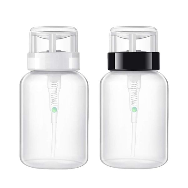 HEALLILY 2Pcs Nail Polish Remover Bottles Push Down Empty Lockable Pump Dispenser Bottle Plastic Press Bottle for Nail Polish Makeup Remover 200ml