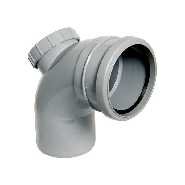 FLOPLAST 110mm Soil Ring Seal 92.5 Degree Access Bend - Grey