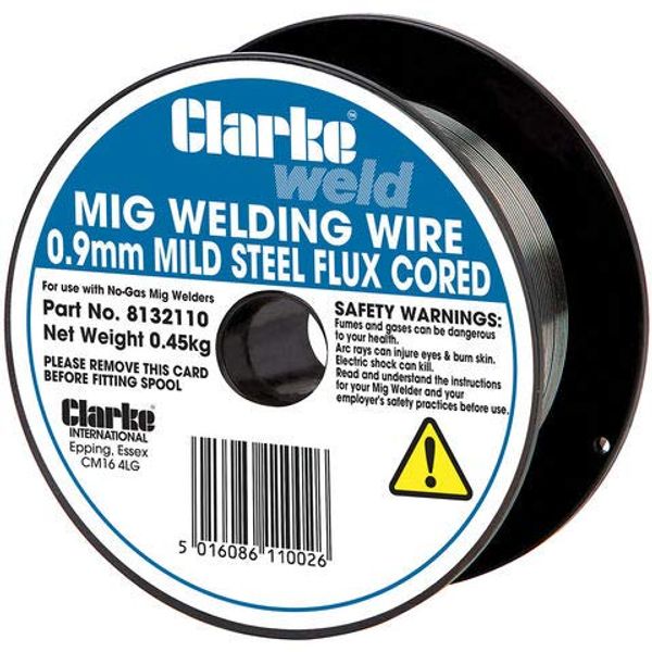 Clarke Mild Steel Mig Welding Wire 0.9mm (Flux Cored - No Gas - 0.45kg)