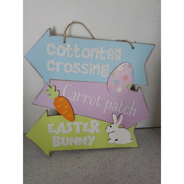 Easter Themed Hanging Wall Sign Decor "Cottontail, Carrot, Easter Bunny "