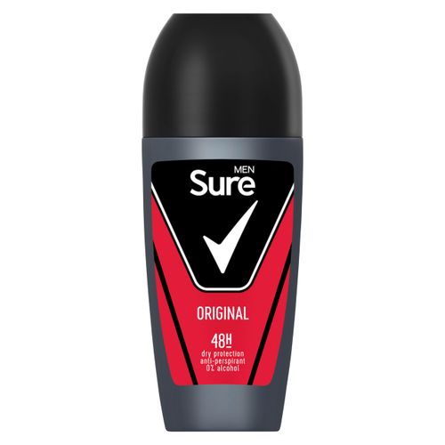 Sure Original Antiperspirant Roll On deodorant for men with MotionSense technology for 48-hour sweat and odour protection 6x 50 ml