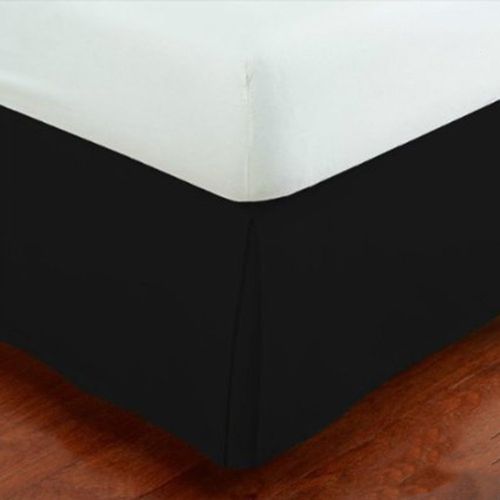Fancy Collection Easy Care Bed Skirt Pleated Microfiber 14 inch Drop Bed Skirt Solid New (Black, Queen)