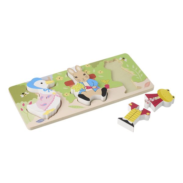 Peter Rabbit Toys - Peter Rabbit Mini Wooden Puzzles - Set of 3 My First Puzzles - Educational Toys For 1 Year Old + Toddler, Montessori Toys - Official Licensed Peter Rabbit Gifts by Orange Tree Toys