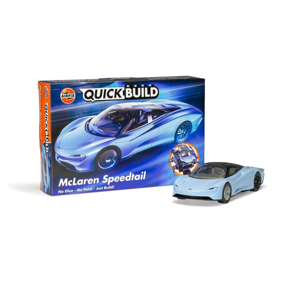 Airfix QUICKBUILD Model Car Kit - McLaren Speedtail Blue Car Building Kit for Kids 6+, Construction Toys for Boys & Girls, No Glue Model Making - Classic Car Gifts Plastic Model Kits