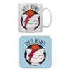 V. I. Pets David Meowie Mug for Tea or Coffee & Coaster Set White