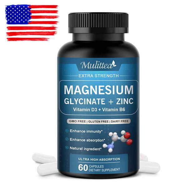 Magnesium Glycinate For Improved Sleep,Stress,Anxiety Relief 500mg 60 Capsules