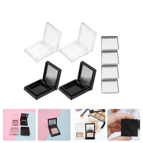 FRCOLOR Liquid Blush 4pcs empty eyeshadow palettes empty lipstick paints container eyeshadow organizer trays grid diy eye shadow case with 2pcs iron plate (black+white)