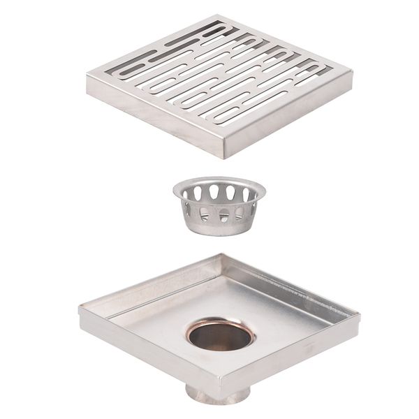 5.9" Shower Drain Stainless Shower Floor Drain w/Removable Cover Grid Grate