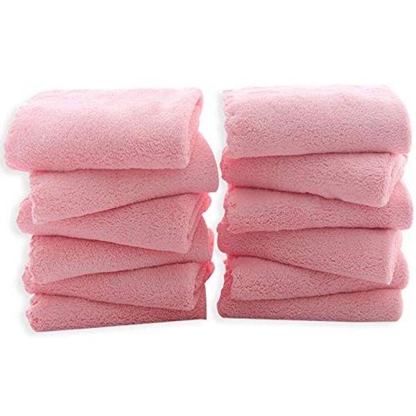 12 Pack Premium Washcloths Set - Quick Drying - Soft Microfiber Coral Velvet