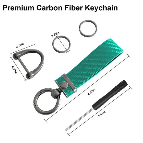 AUCELI Carbon Fiber Car Keychain, Car Accessories Microfiber Leather Car Key Fob Holder with 360 Degree Rotatable Keyring (Green)