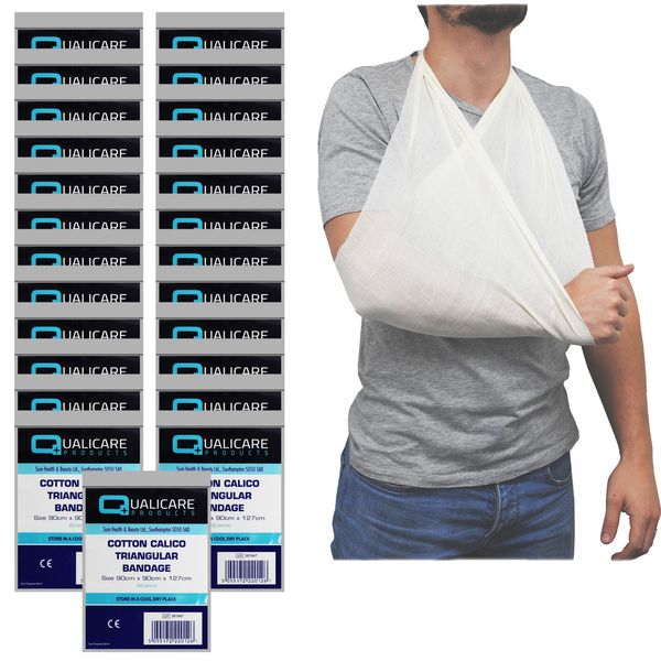 Qualicare Cotton Calico Triangular Arm Sling Injury Support Arm Shoulder Support - 50 Pack