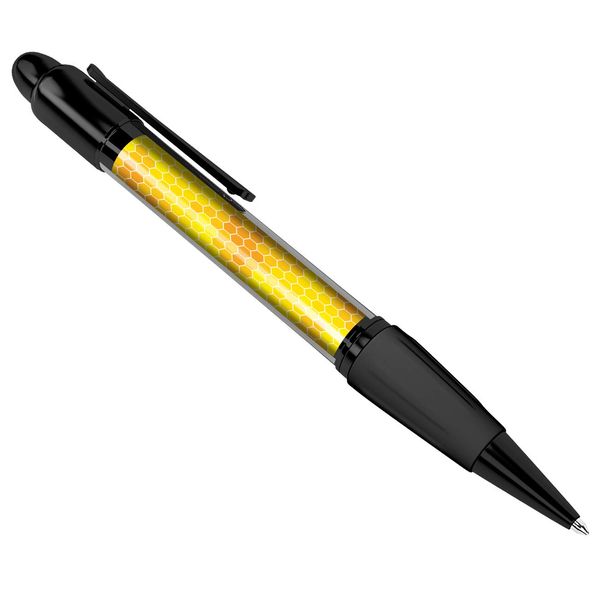 1 x Golden Honeycomb Bee Pattern Print Black Ballpoint Pen Student #2004