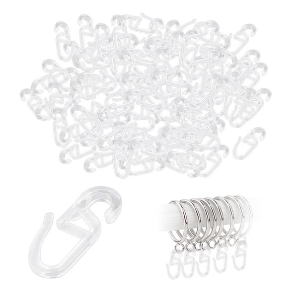 Transparent Curtain Hooks, Plastic Hooks, Curtain Hooks, Shower Curtain Hooks, Curtain Accessories (150pcs Per Pack)