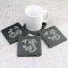 4 x 'Greyhound Portrait' 10cm Square Slate Coasters (CR00224020)