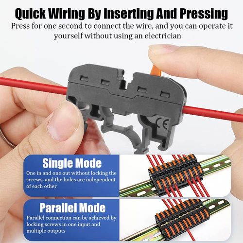 CJBIN DIN Rail Terminals, 20 Pieces Cable Connector Kit, Connection Terminals, Terminal Block Kit with Digital Marking Strips, Rail, Screw, Fixed Base, Parallel Bars for Fixed Cables