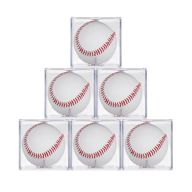 Tubbi 6 Pack Baseball Home Run Ball Case Baseball, Prevents Degradation and Tarnishing, UV Protection, Acrylic Collection Case for Balls, Important Memorial or Home Run Ball Display, For Hard Baseball