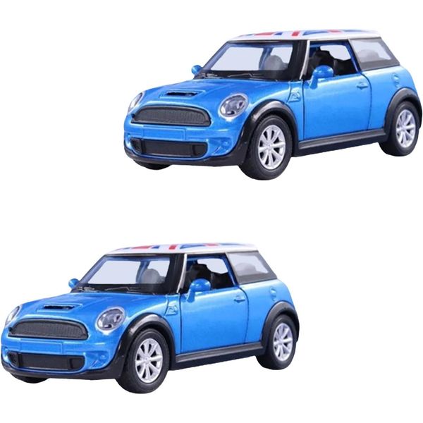 YSAMAX Mini Copper Car, Alloy Die-Cast Mini Sports Car 1:22, Perfect For Display Or Play, Sleek And Stylish, Iconic Detailing, Precision Perfection, Gift Choice, BLUE (2 PCS)
