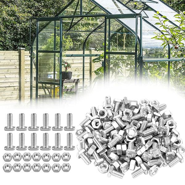 50 Pcs Nuts and 50 Pcs Bolts, XCOZU Greenhouse Bolts and Nuts Sets, Glasshouse Aluminium Nuts & Bolts Square Head Greenhouse Accessories Parts