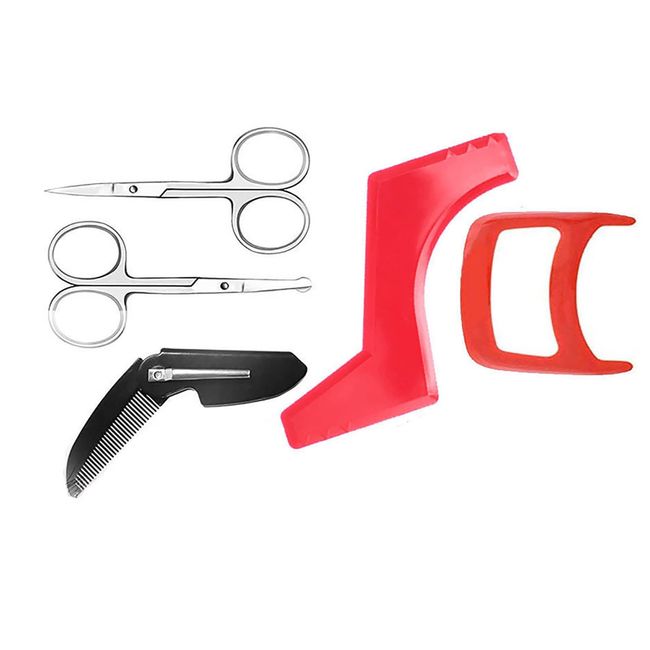 Liunz 5 Pcs Beard Kit Beard Template Beard Shaper Men Men Tools Template Scissors