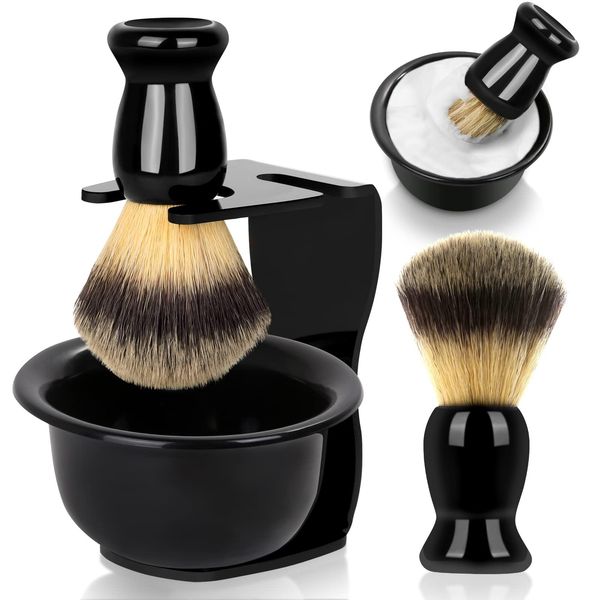 Aninako Shaving Brush, Shaving Brush, 3-in-1 Brush, Stand, Bowl, Shaving Set, Acrylic Shaving Set, Modern Design, Nylon, Shaving, Shaving, Razor Clean, Unisex