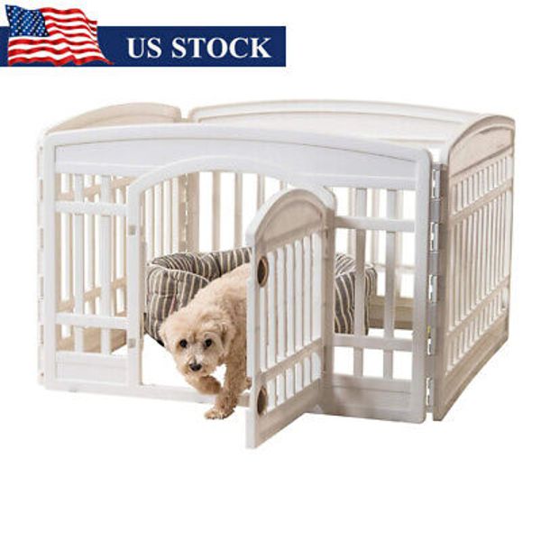 24" Exercise 4-Panel Pet Playpen w/ Door Dog Play pen Puppy Playyard Small Dogs