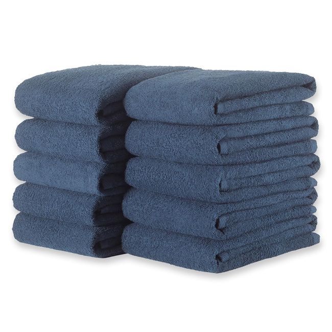 Face Towel, 100% Cotton, Thin, Instant Absorption, Quick Drying, 210 Momme, Set of 10, 13.4 x 31.5 inches (34 x 80 cm), Navy, For Commercial Use, Towel Set, Plain, Beauty Salon Towel, Salon Towel, Colored Towel, Face Washing Towel, Facial Towel, Cotton, D