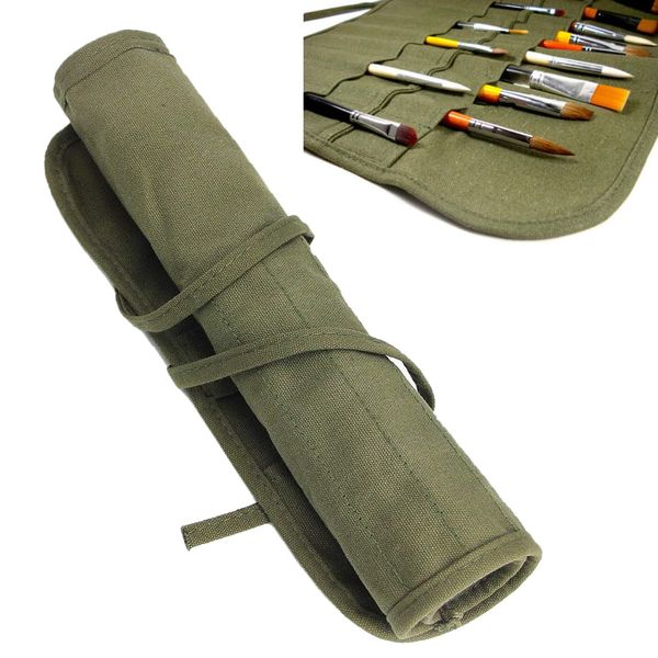 1pcs Artist Paint Brush Holder,22 Slots Canvas Brush Roll-Up Bag Pockets Artist Paint Brush Roll Up Bag Holder,Artist Paint Brush Holder Organizers for Draw Pen Watercolor Oil Brushes(40*32cm,Green)