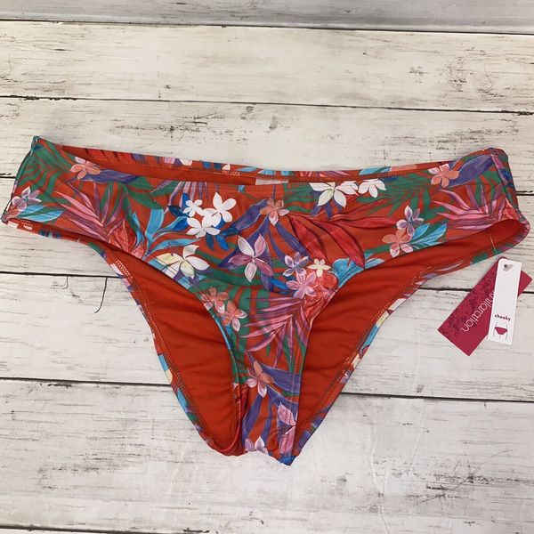 Xhilaration Bikini Bottom Womens XL Red Floral Swim Cheeky Ruched Target XL