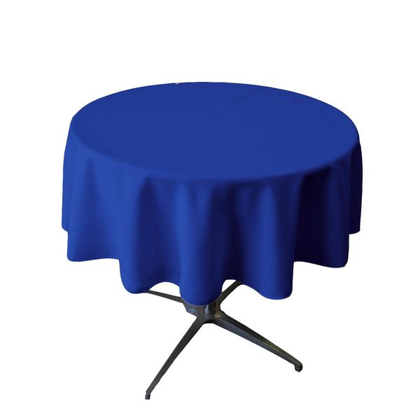 LA Linen Polyester Poplin Washable Round Tablecloth, Stain and Wrinkle Resistant Table Cover 58", Fabric Table Cloth for Dinning, Kitchen, Party, Holiday 58-Inch, Royal Blue, (TCpop58R_RoyalP50)