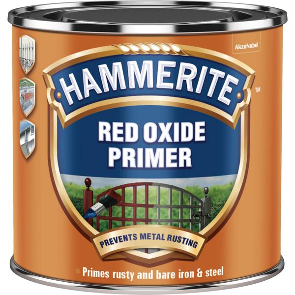 Hammerite Primer - Red Oxide. Metal Primer for Garden Furniture, Radiator and Fence Paint. Rust Inhibitor and Rust Treatment for Metal, Interior and Exterior Use - 500ml