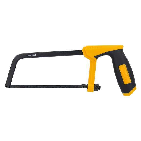 TOUGH MASTER Junior Hacksaw 150mm Durable Handheld Mini Hacksaw 6" with Solid Steel Frame, Non-Slip Rubber Handle, 24TPI Bi-Metal HSS Saw Blade for Metal, Wood, PVC Pipe, Plastic