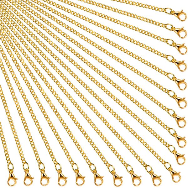 24 Pack Necklace Chains Gold Plated DIY Link Chain Necklace with Lobster Clasps for Women DIY Jewelry Making Supplies (18 Inch)