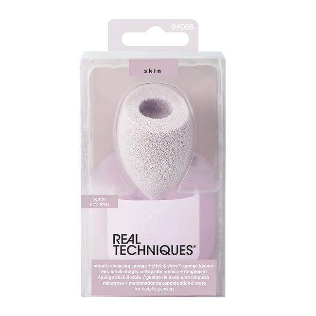 REAL TECHNIQUES Exfoliating Miracle Cleansing Sponge & Sponge Holder Duo