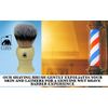 G.B.S Heavy Duty Ceramic Ivory Shaving Set - Mug with Knob Handle, Faux Ivory Handle Shaving Brush and Natural Shave Soap