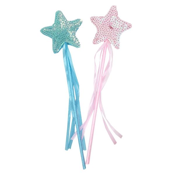 Mydio 2 Pack Fairy Star Princess Wands,Kids Magic Wand,Pink and Blue