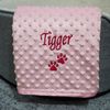 Personalised Dog CAT PET Blanket Pink Bubble Effect Soft Durable PAW Print