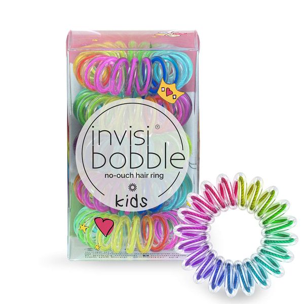 invisibobble Kids Spiral Hair Ring - 5 Pack, Magic Rainbow - No-Ouch Coil Hair Ties with Strong Grip - Accessories for Girls Toddlers and Kids - Non-Soaking and High Wearing Comfort Updo Tool