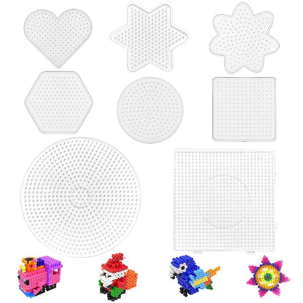 Set of 8 Ironing Beads Pegboard, Bead Plate Square, Transparent Pegboards, Ironing Beads Pin Plate Set, Beads Plate Square, Ironing Beads Pin Plate Transparent, Pegboard Set