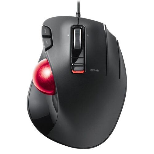 Elecom M-XT2URBK-G USB Trackball Mouse 5 Buttons + Deceleration Switch + Tilt Function Wired Model with Red Ball Standard Thumb Control Type Black